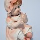 SADA 2 ks Porcelánové sošky Dieťa s hrkálkou + Dieťa  v čepčeku KW 1806, Lefton China 16 cm, biskvit