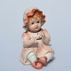 SADA 2 ks Porcelánové sošky Dieťa s hrkálkou + Dieťa  v čepčeku KW 1806, Lefton China 16 cm, biskvit