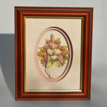 3D obraz Látkové a sušené kvietky 28,5 x 23 cm