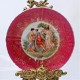 Starožitný porcelánový tanier Dámy v záhrade 14,5 cm, miestami ošuch farby