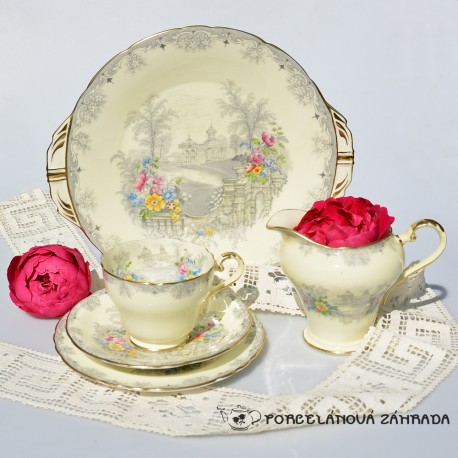 Sada starožitný porcelánový tanier a šálka 