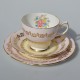 Starožitný porcelánový trojset Kvety