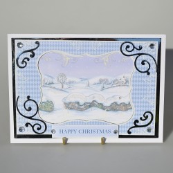 3D vianočná pohľadnica s obálkou, nová, Zimná krajinka 21x15 cm, scrapbooking