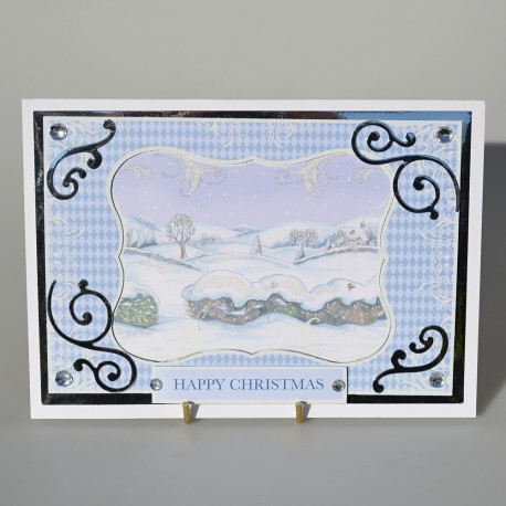3D vianočná pohľadnica s obálkou, nová, Zimná krajinka 21x15 cm, scrapbooking