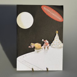 3D vianočná pohľadnica s obálkou, nová, Vianočná krajinka 21x15 cm, scrapbooking